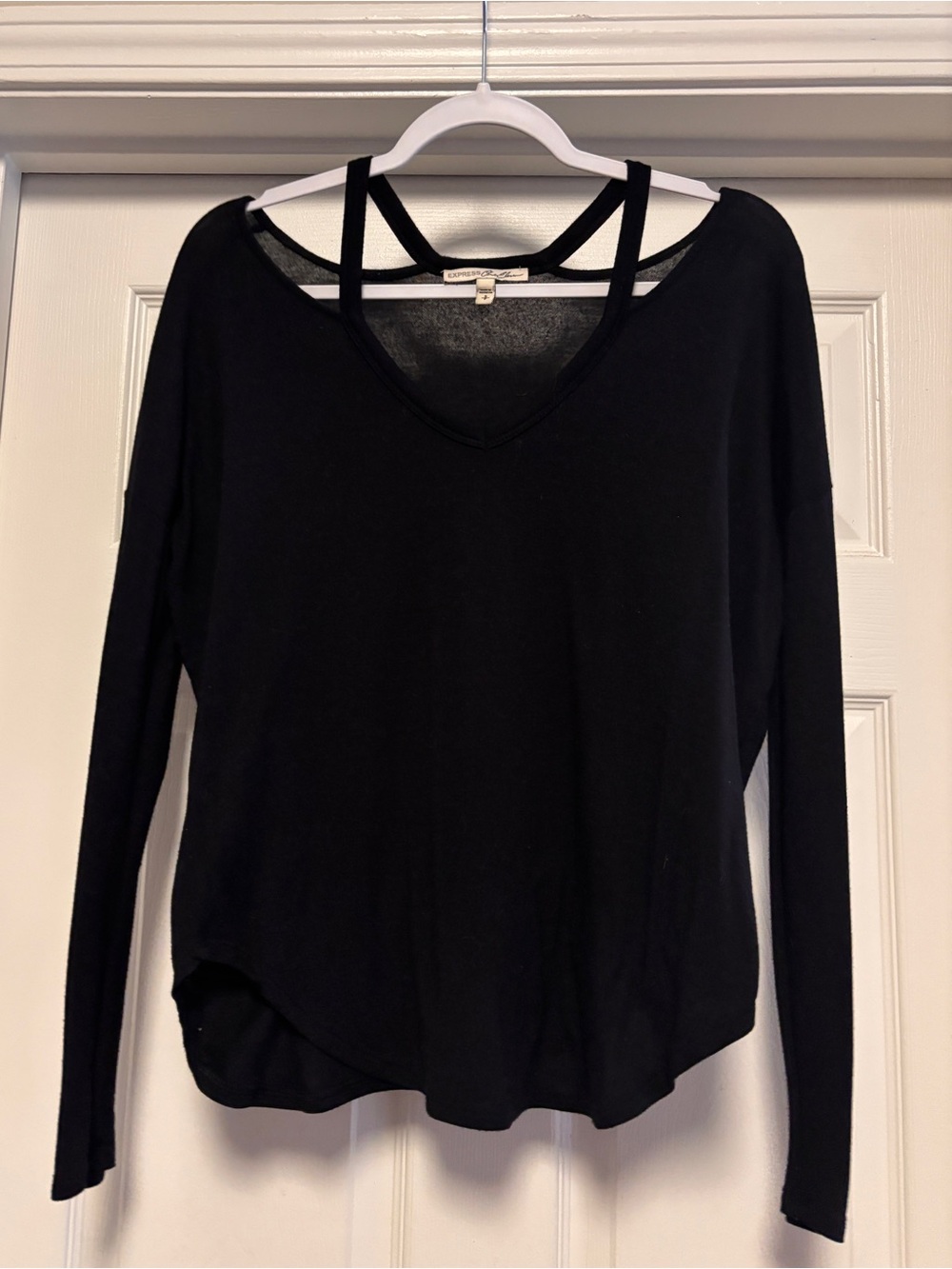 Express Black Long Sleeve V-Neck Top